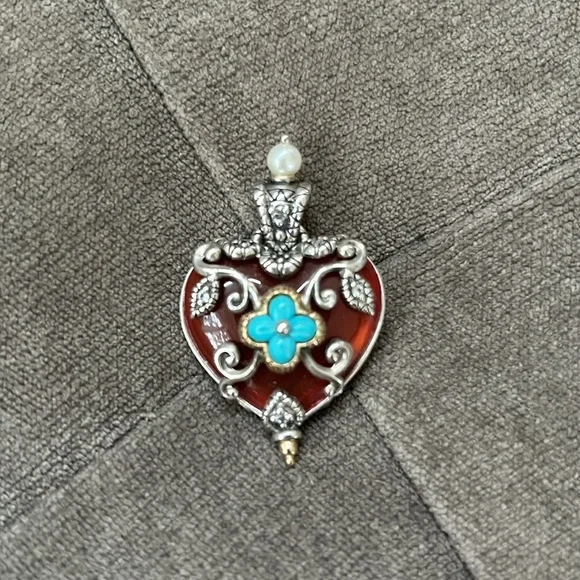 Barbara Bixby Heart Enhancer Carnelian Turquoise and Pearl - Picture 5 of 9